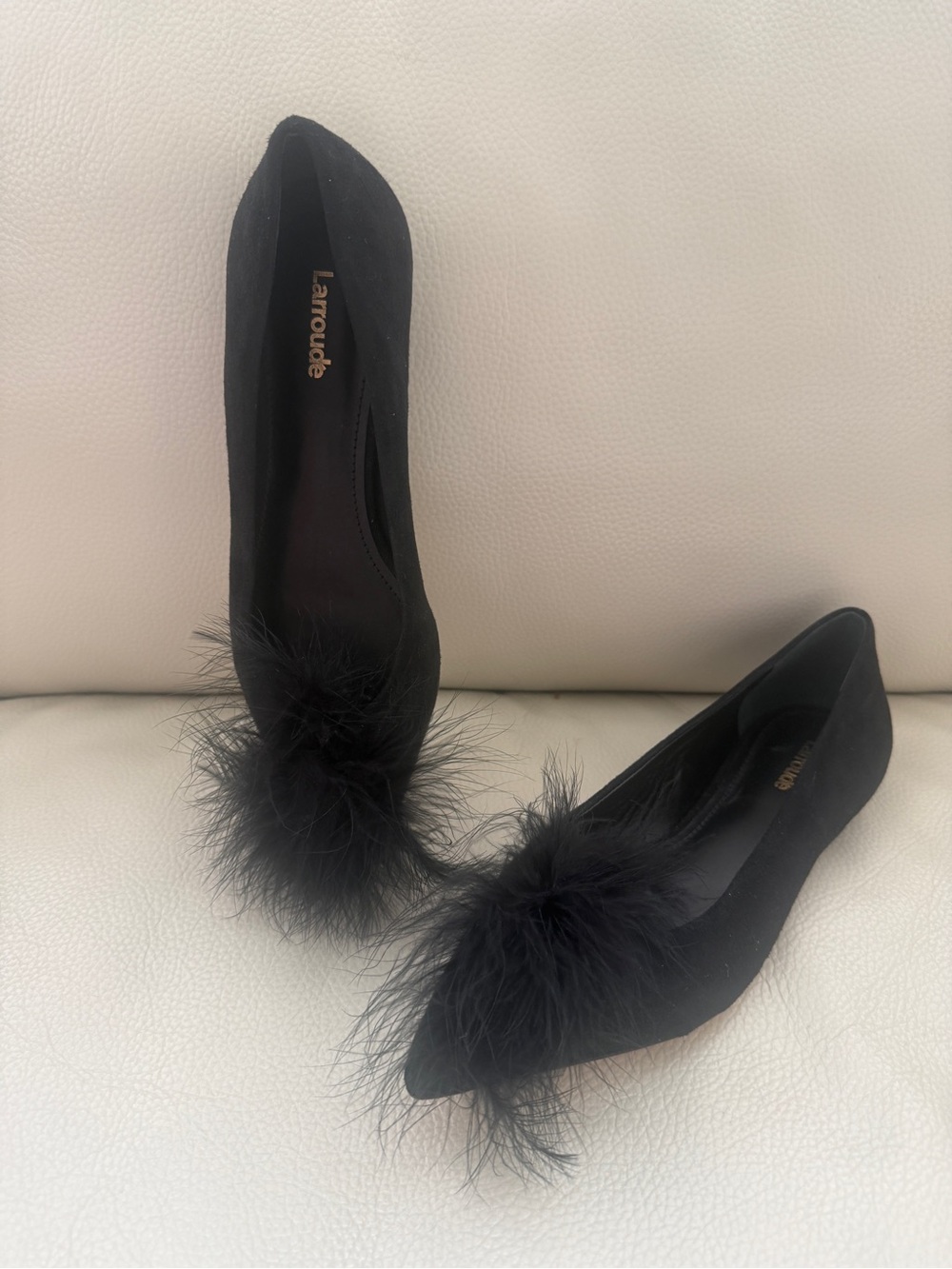 Larroudé Lee Pom-Pom Suede Flats - Size 7.5 - Picture 4 of 4
